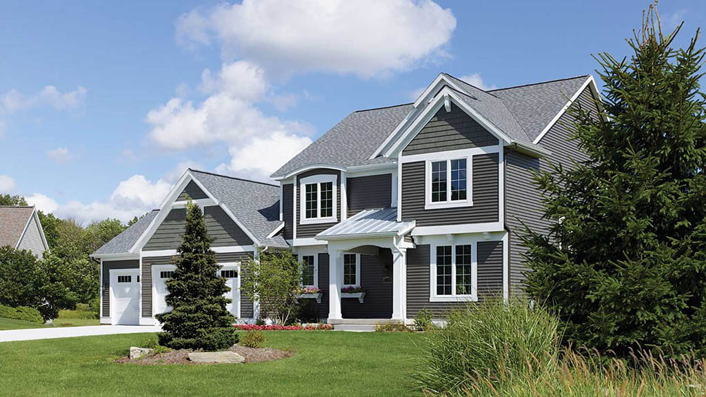 gray home with replacement windows